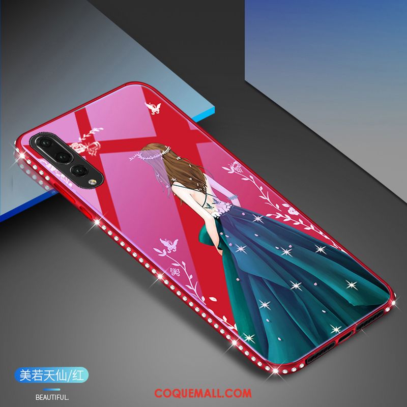 Étui Huawei P20 Pro Strass Téléphone Portable Verre, Coque Huawei P20 Pro Bleu Noir