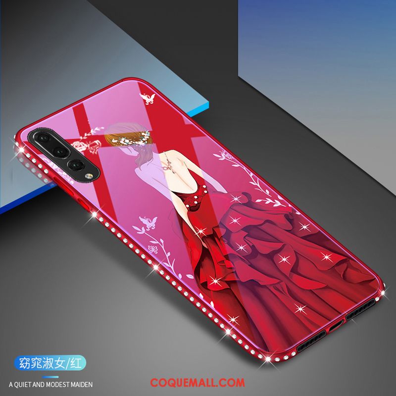 Étui Huawei P20 Pro Strass Téléphone Portable Verre, Coque Huawei P20 Pro Bleu Noir