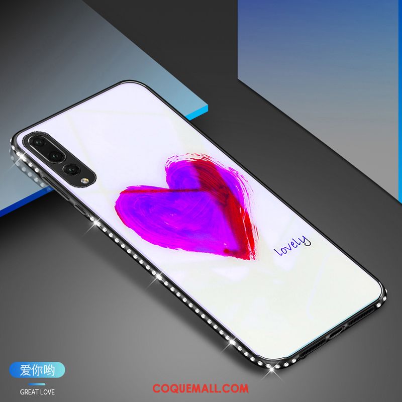 Étui Huawei P20 Pro Strass Téléphone Portable Verre, Coque Huawei P20 Pro Bleu Noir