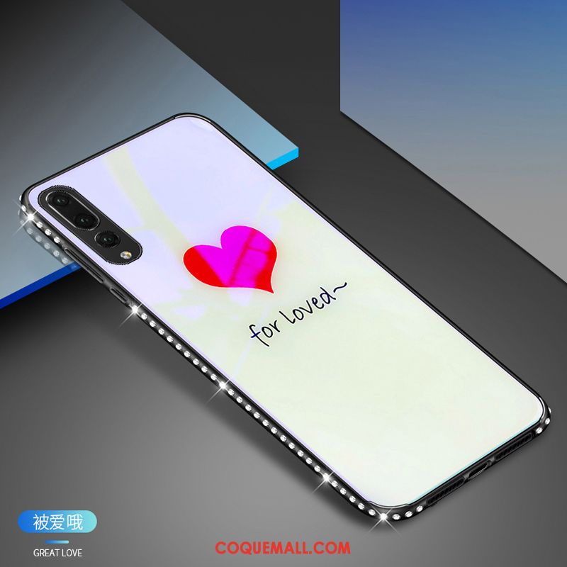 Étui Huawei P20 Pro Strass Téléphone Portable Verre, Coque Huawei P20 Pro Bleu Noir