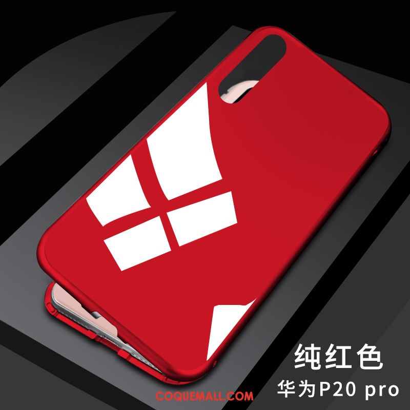 Étui Huawei P20 Pro Tout Compris Métal Net Rouge, Coque Huawei P20 Pro Marque De Tendance Incassable