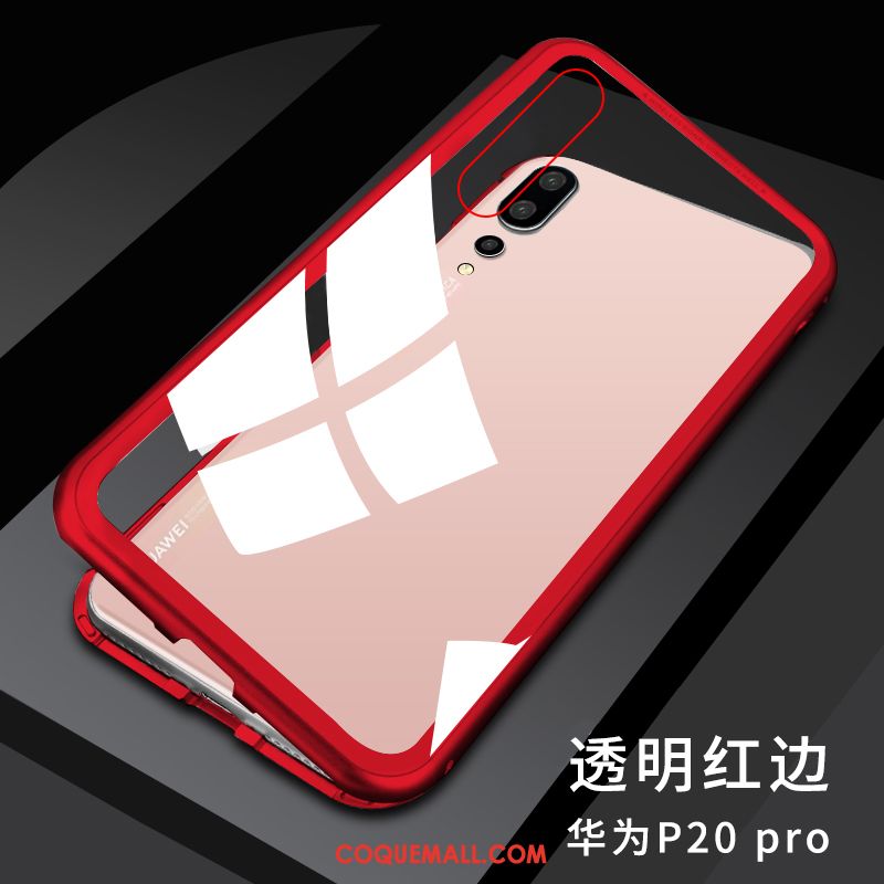 Étui Huawei P20 Pro Tout Compris Métal Net Rouge, Coque Huawei P20 Pro Marque De Tendance Incassable