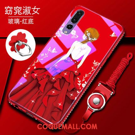 Étui Huawei P20 Pro Verre Rouge Tout Compris, Coque Huawei P20 Pro Strass Silicone