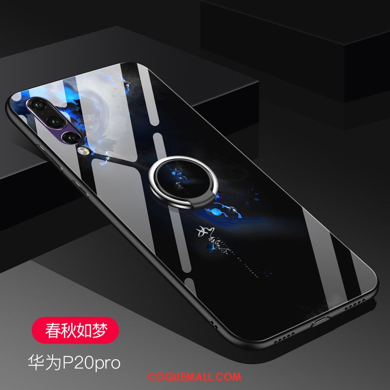 Étui Huawei P20 Pro Verre Trempé Protection Tendance, Coque Huawei P20 Pro Anneau Téléphone Portable