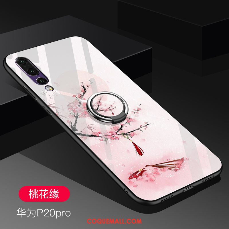 Étui Huawei P20 Pro Verre Trempé Protection Tendance, Coque Huawei P20 Pro Anneau Téléphone Portable