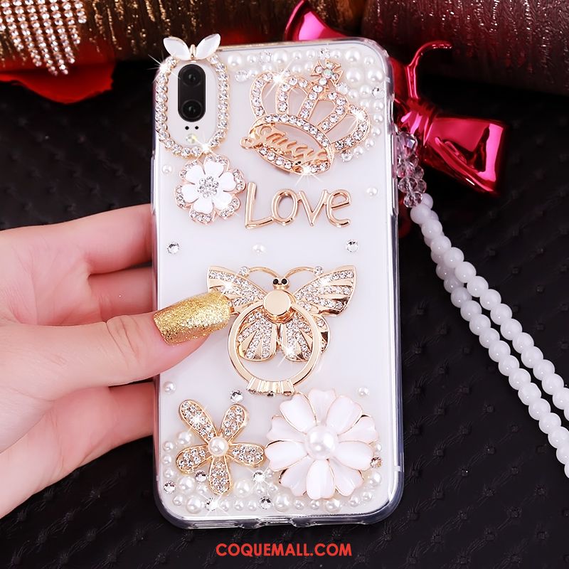 Étui Huawei P20 Rose Luxe Téléphone Portable, Coque Huawei P20 Strass