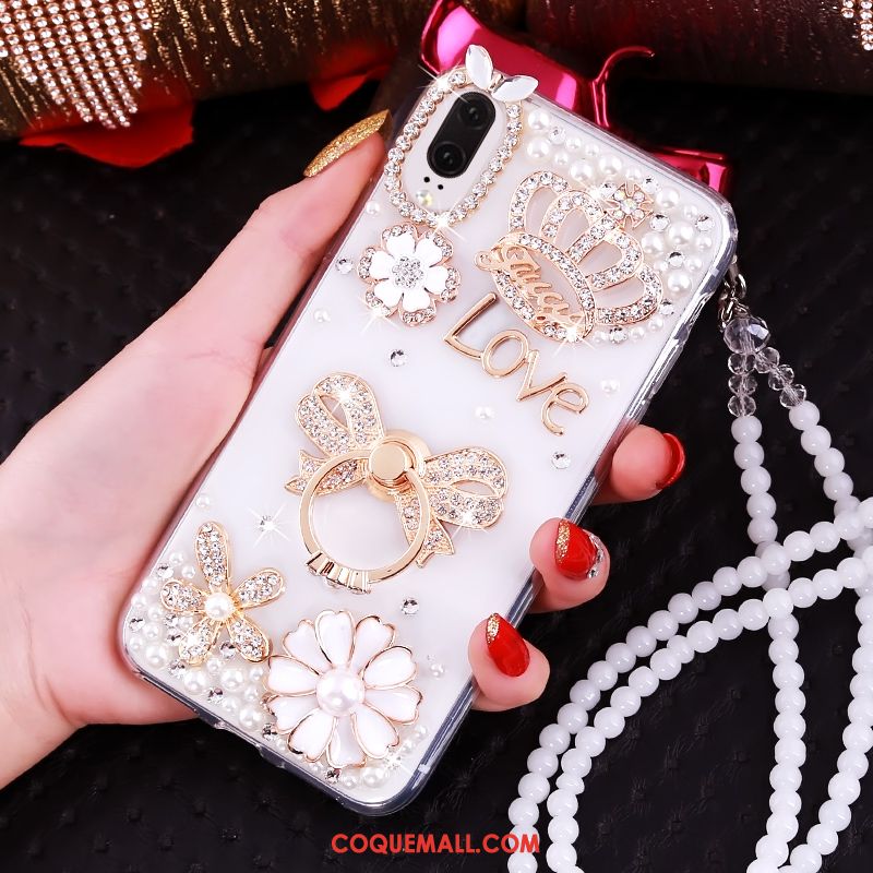 Étui Huawei P20 Rose Luxe Téléphone Portable, Coque Huawei P20 Strass