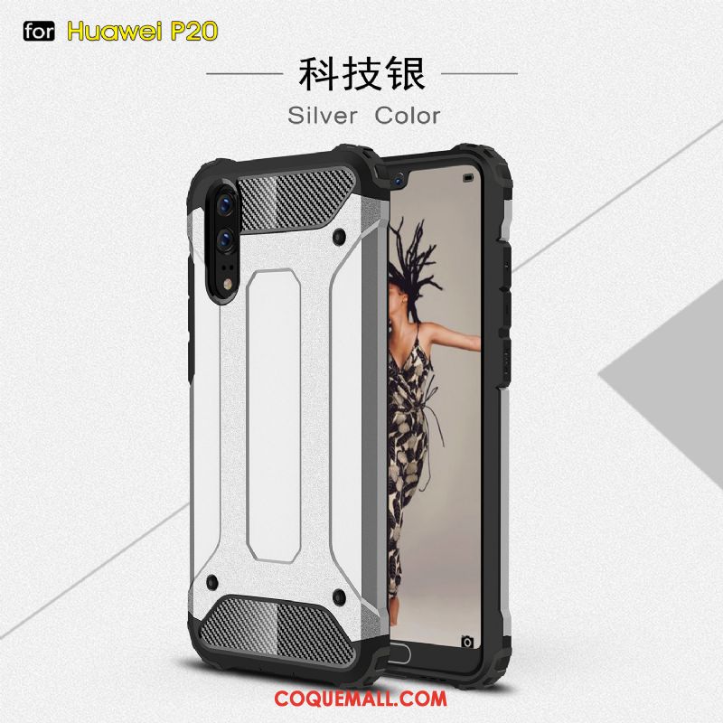 Étui Huawei P20 Trois Défenses Accessoires Blanc, Coque Huawei P20 Ballon Pu