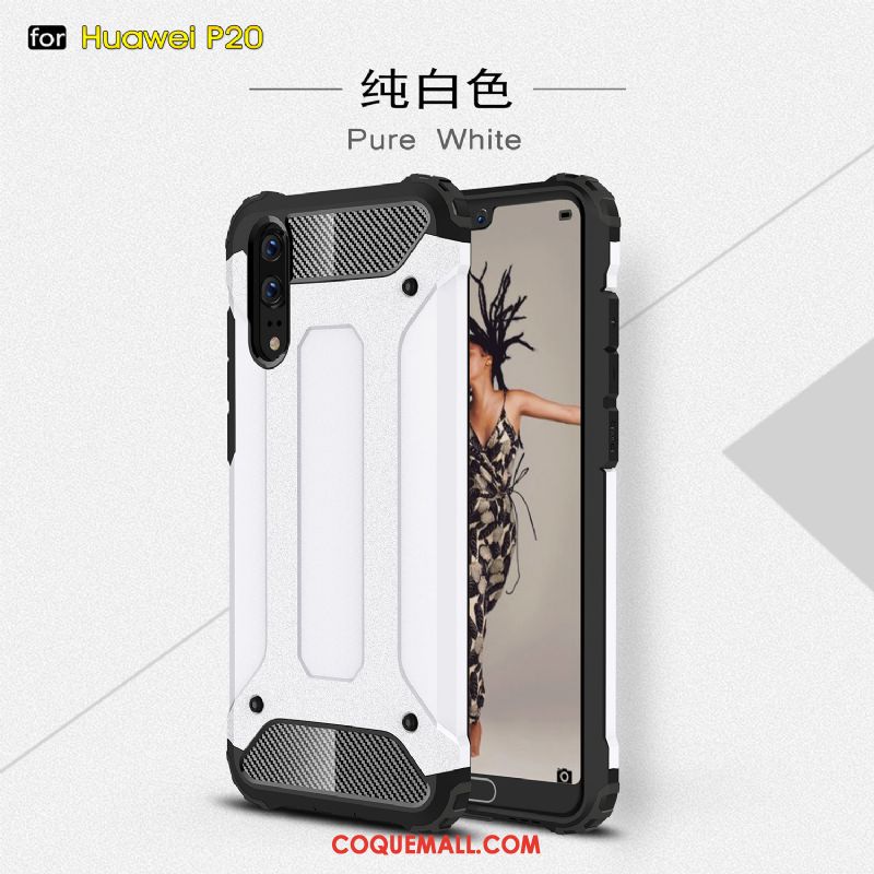 Étui Huawei P20 Trois Défenses Accessoires Blanc, Coque Huawei P20 Ballon Pu