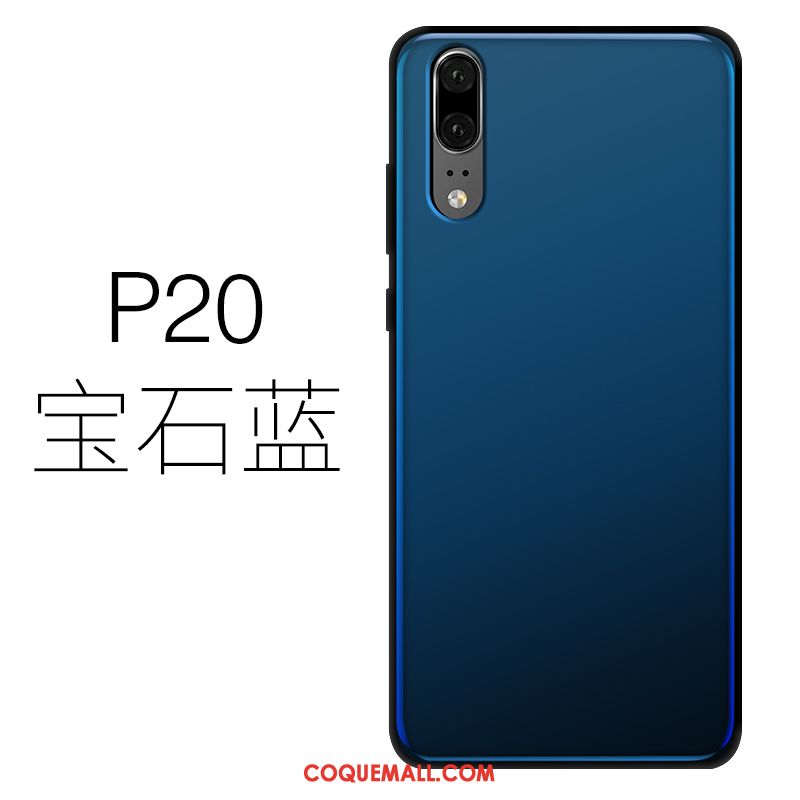 Étui Huawei P20 Très Mince Téléphone Portable Bleu, Coque Huawei P20 Silicone Verre