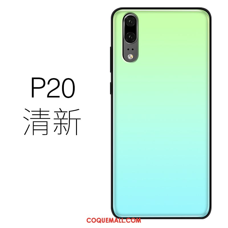 Étui Huawei P20 Très Mince Téléphone Portable Bleu, Coque Huawei P20 Silicone Verre