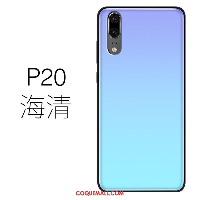 Étui Huawei P20 Très Mince Téléphone Portable Bleu, Coque Huawei P20 Silicone Verre