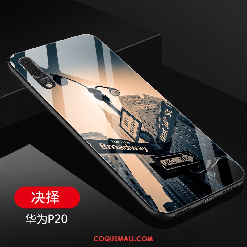 Étui Huawei P20 Téléphone Portable Incassable Violet, Coque Huawei P20 Verre Tendance