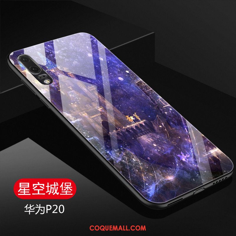 Étui Huawei P20 Téléphone Portable Incassable Violet, Coque Huawei P20 Verre Tendance