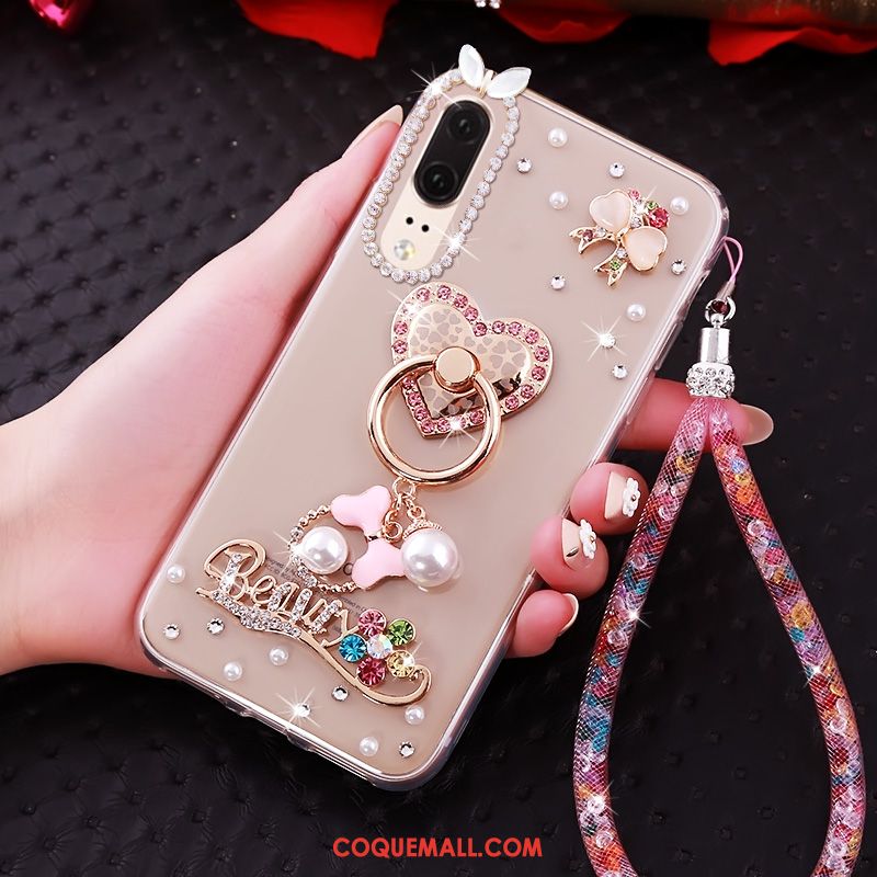 Étui Huawei P20 Téléphone Portable Rose Mode, Coque Huawei P20 Tendance Noir