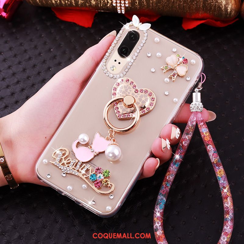 Étui Huawei P20 Téléphone Portable Rose Mode, Coque Huawei P20 Tendance Noir