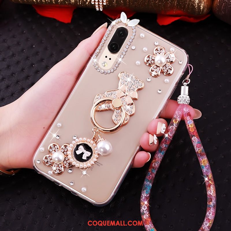 Étui Huawei P20 Téléphone Portable Rose Mode, Coque Huawei P20 Tendance Noir