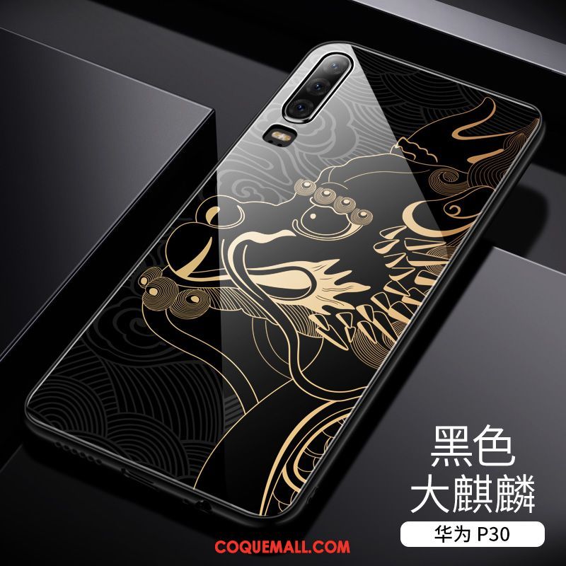 Étui Huawei P30 Bleu Personnalité Miroir, Coque Huawei P30 Téléphone Portable Protection