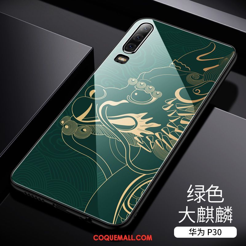 Étui Huawei P30 Bleu Personnalité Miroir, Coque Huawei P30 Téléphone Portable Protection