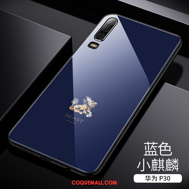 Étui Huawei P30 Bleu Personnalité Miroir, Coque Huawei P30 Téléphone Portable Protection