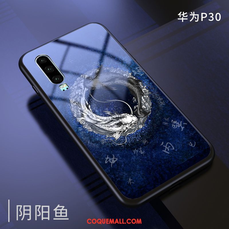 Étui Huawei P30 Créatif Marque De Tendance Bleu, Coque Huawei P30 Légère Personnalité