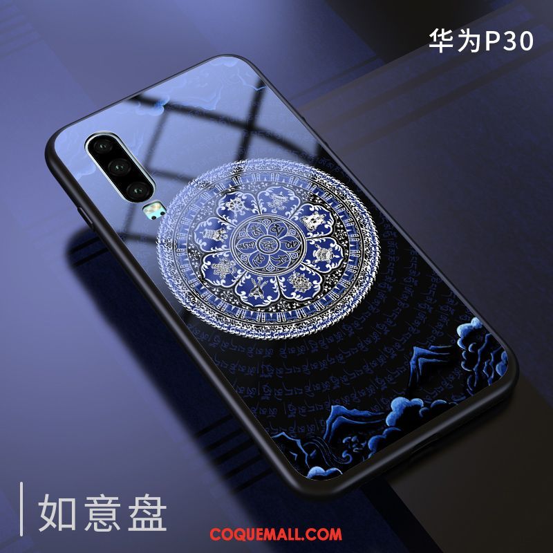 Étui Huawei P30 Créatif Marque De Tendance Bleu, Coque Huawei P30 Légère Personnalité