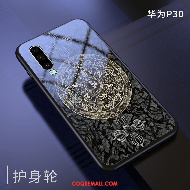 Étui Huawei P30 Créatif Marque De Tendance Bleu, Coque Huawei P30 Légère Personnalité