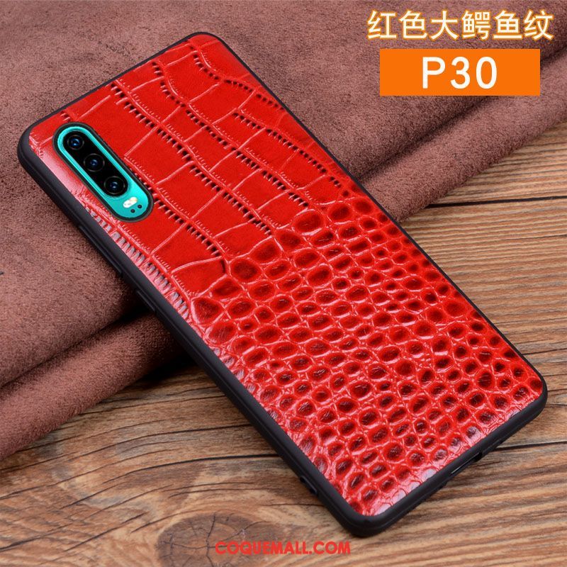 Étui Huawei P30 Cuir Véritable Crocodile Modèle Très Mince, Coque Huawei P30 En Cuir Marque De Tendance