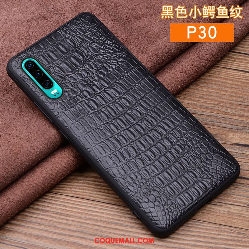 Étui Huawei P30 Cuir Véritable Crocodile Modèle Très Mince, Coque Huawei P30 En Cuir Marque De Tendance