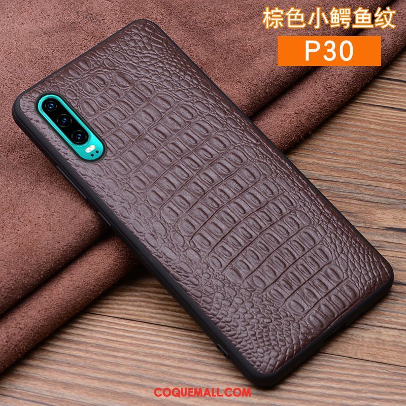 Étui Huawei P30 Cuir Véritable Crocodile Modèle Très Mince, Coque Huawei P30 En Cuir Marque De Tendance