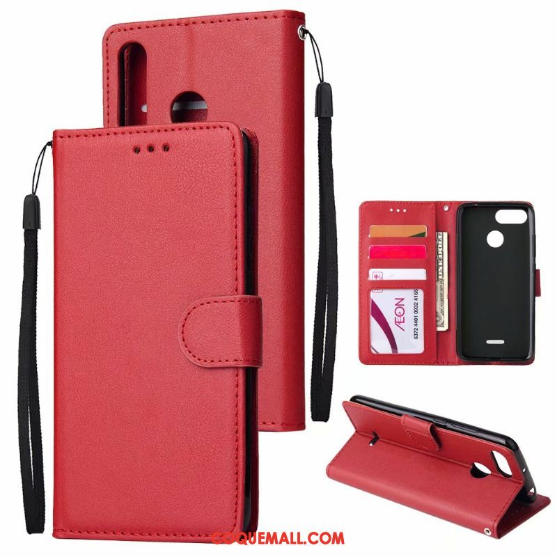 Étui Huawei P30 Lite Carte Clamshell En Cuir, Coque Huawei P30 Lite Téléphone Portable Vin Rouge