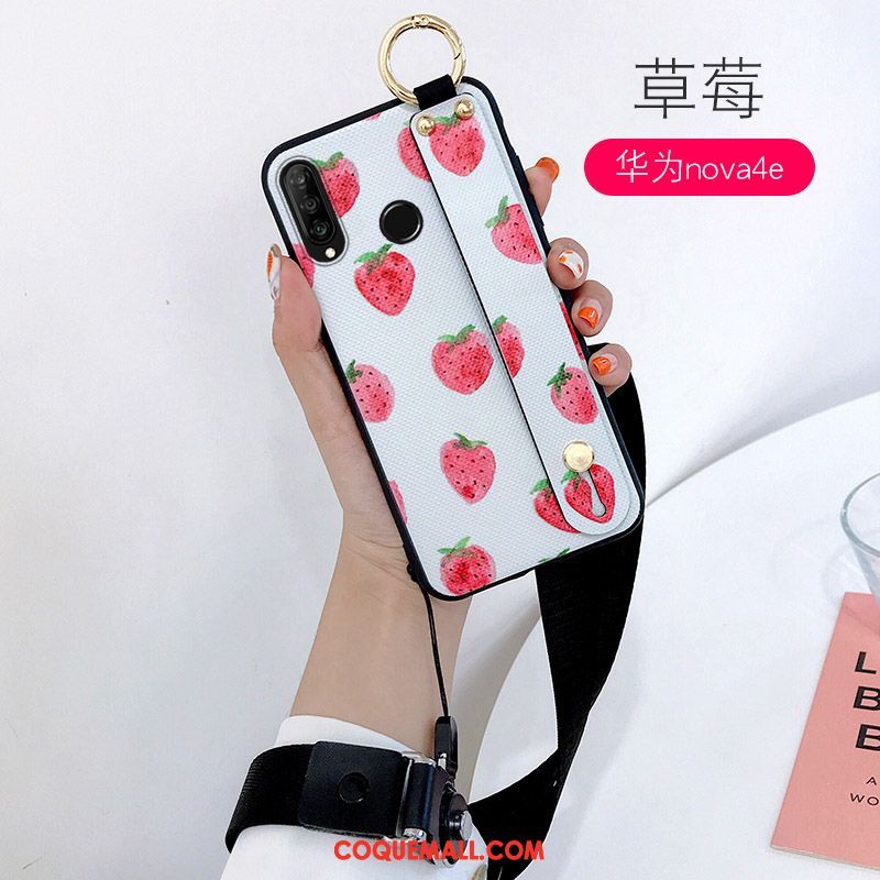 Étui Huawei P30 Lite Charmant Fluide Doux Cou Suspendu, Coque Huawei P30 Lite Rose Tout Compris