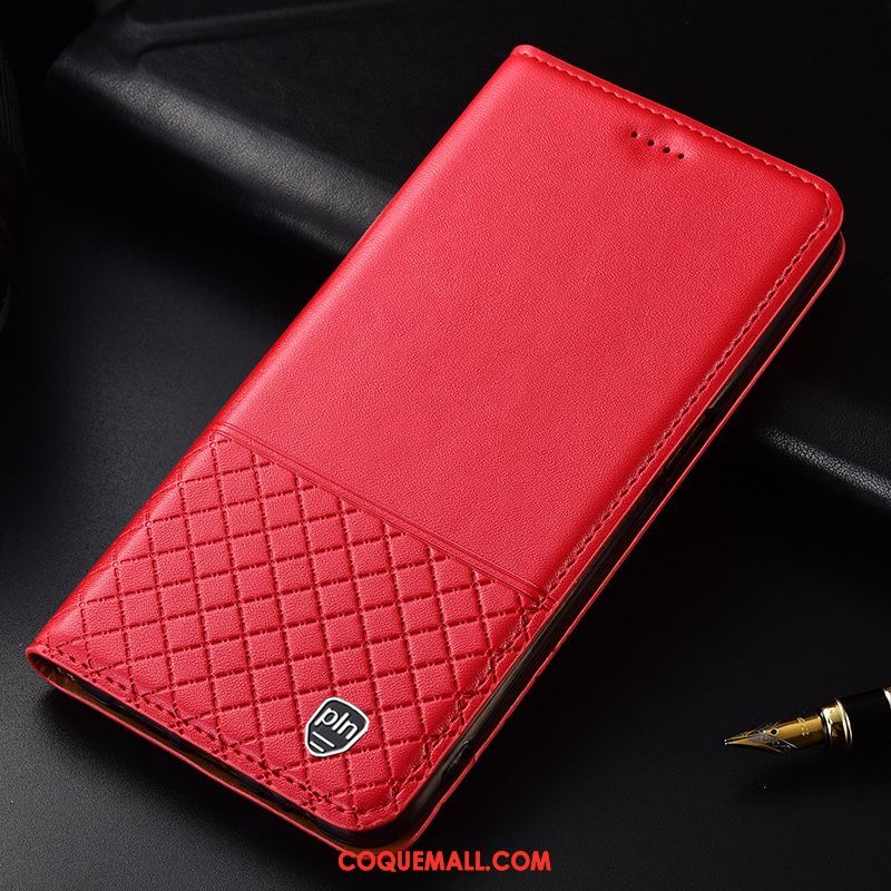 Étui Huawei P30 Lite Cuir Véritable Protection En Cuir, Coque Huawei P30 Lite Plaid Téléphone Portable