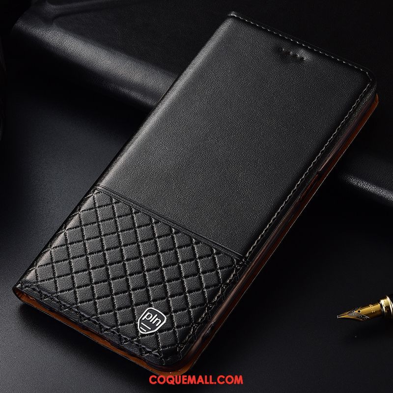 Étui Huawei P30 Lite Cuir Véritable Protection En Cuir, Coque Huawei P30 Lite Plaid Téléphone Portable