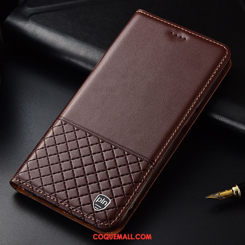 Étui Huawei P30 Lite Cuir Véritable Protection En Cuir, Coque Huawei P30 Lite Plaid Téléphone Portable