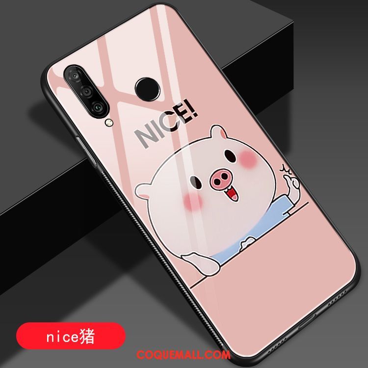 Étui Huawei P30 Lite Dessin Animé Protection Tendance, Coque Huawei P30 Lite Net Rouge Blanc