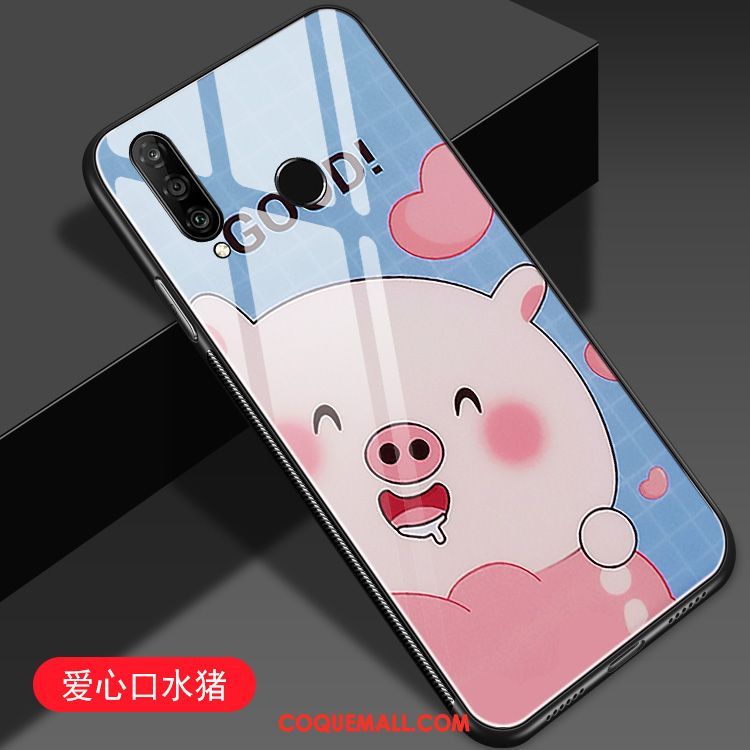 Étui Huawei P30 Lite Dessin Animé Protection Tendance, Coque Huawei P30 Lite Net Rouge Blanc