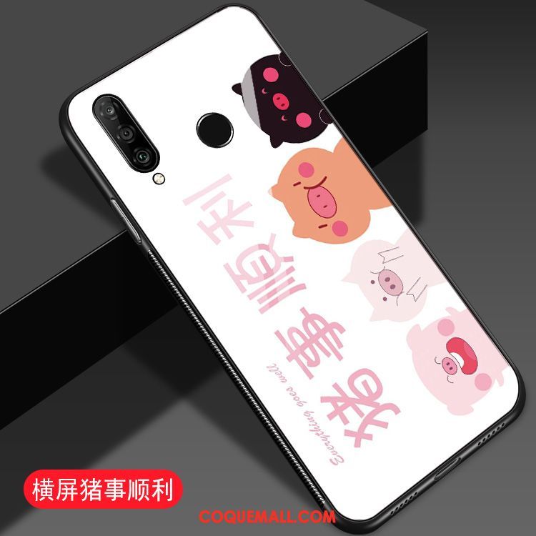 Étui Huawei P30 Lite Dessin Animé Protection Tendance, Coque Huawei P30 Lite Net Rouge Blanc