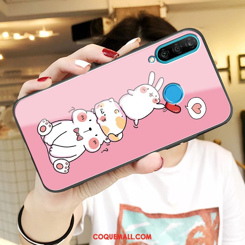 Étui Huawei P30 Lite Protection Net Rouge Tendance, Coque Huawei P30 Lite Dessin Animé Rose