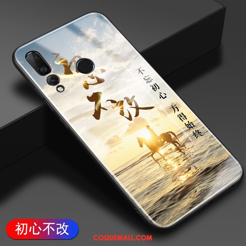 Étui Huawei P30 Lite Verre Noir Protection, Coque Huawei P30 Lite Miroir Personnalité