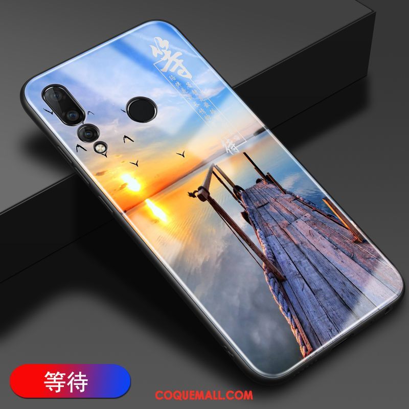 Étui Huawei P30 Lite Verre Noir Protection, Coque Huawei P30 Lite Miroir Personnalité