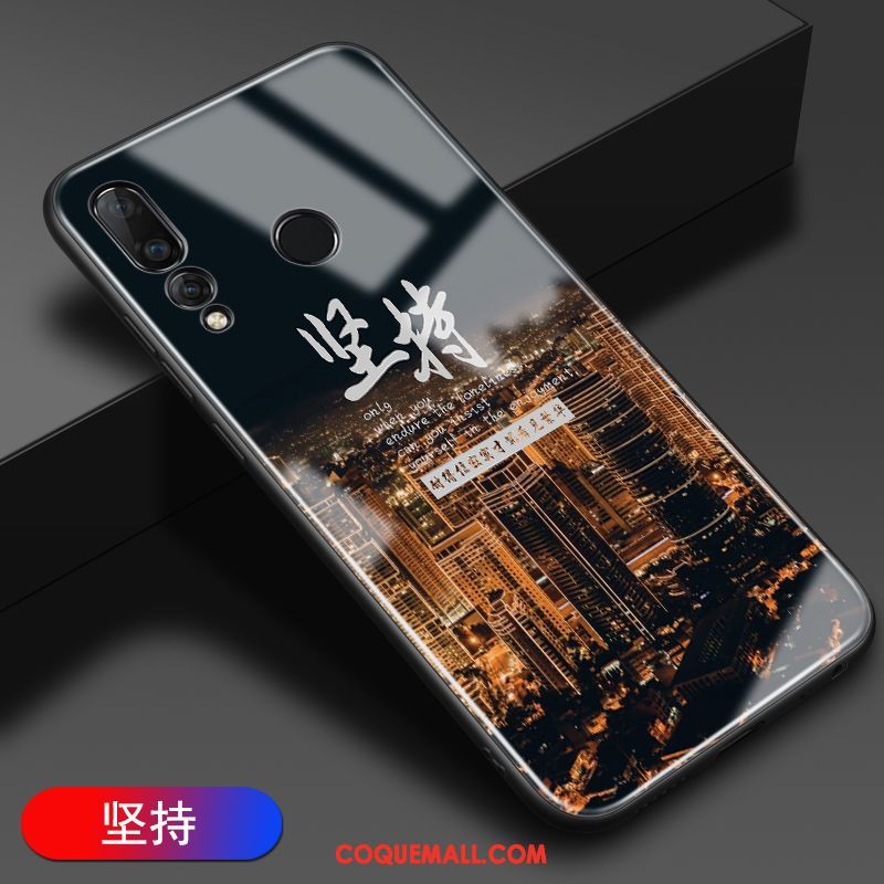 Étui Huawei P30 Lite Verre Noir Protection, Coque Huawei P30 Lite Miroir Personnalité