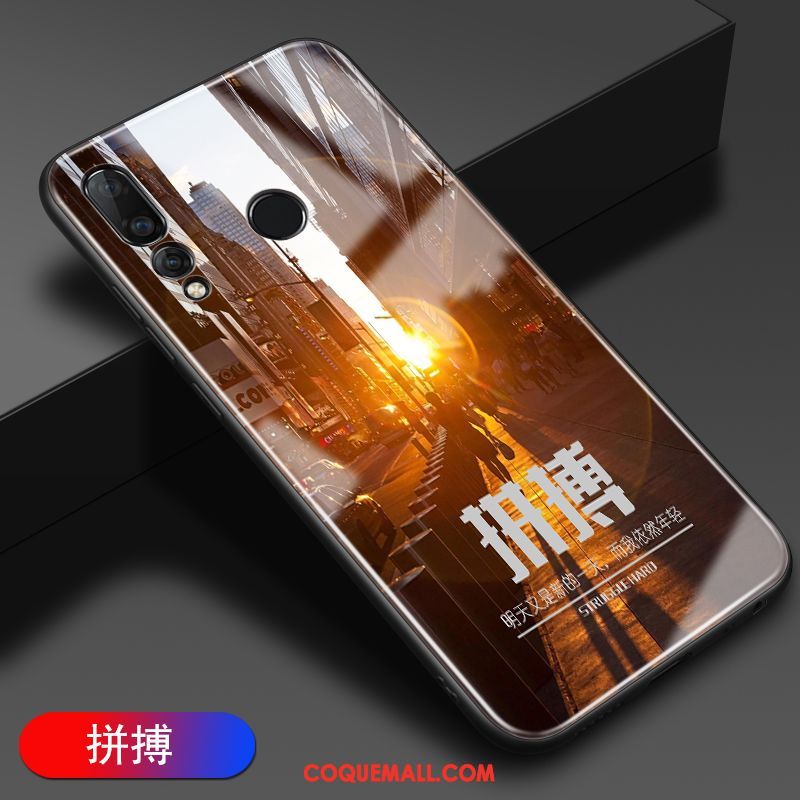 Étui Huawei P30 Lite Verre Noir Protection, Coque Huawei P30 Lite Miroir Personnalité