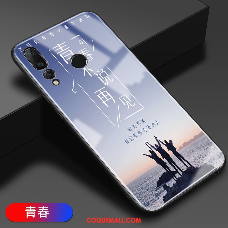 Étui Huawei P30 Lite Verre Noir Protection, Coque Huawei P30 Lite Miroir Personnalité