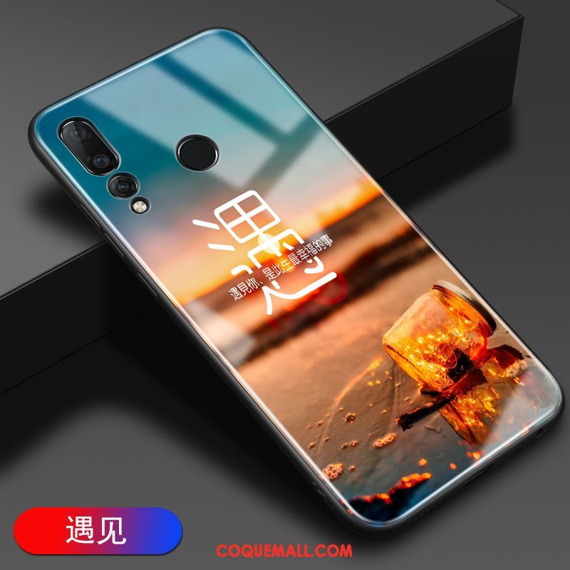 Étui Huawei P30 Lite Verre Noir Protection, Coque Huawei P30 Lite Miroir Personnalité