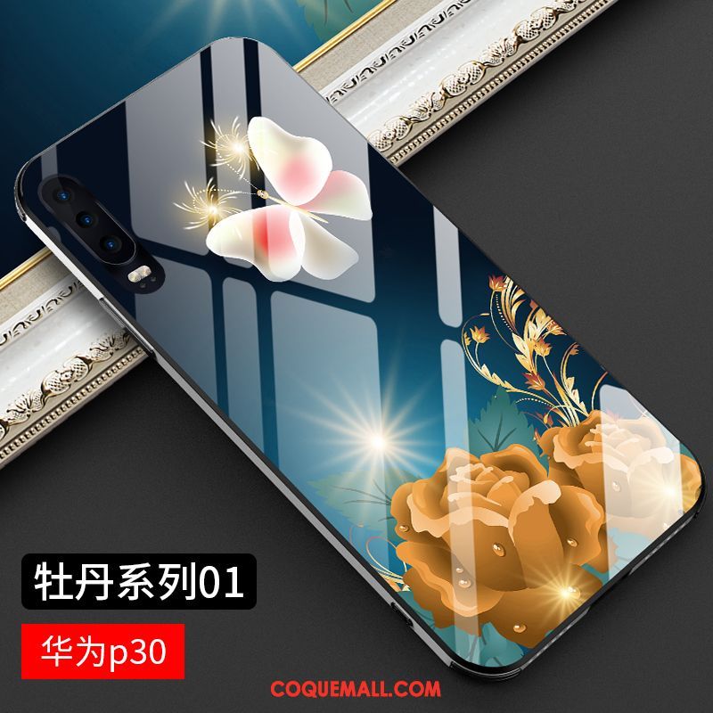 Étui Huawei P30 Luxe Incassable Personnalité, Coque Huawei P30 Bleu Verre