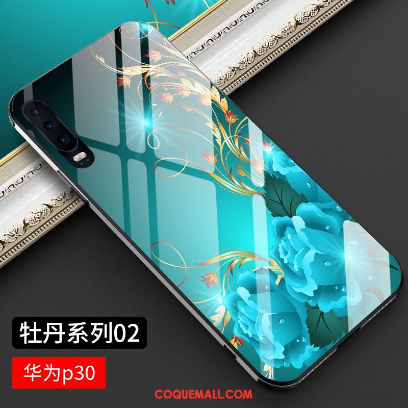 Étui Huawei P30 Luxe Incassable Personnalité, Coque Huawei P30 Bleu Verre