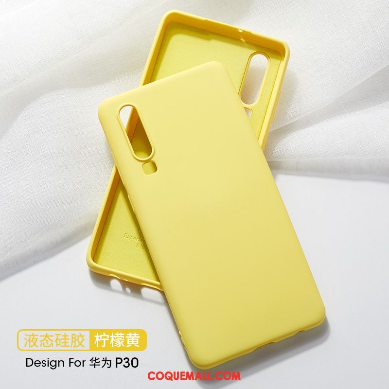 Étui Huawei P30 Légères Incassable Jaune, Coque Huawei P30 En Silicone Téléphone Portable