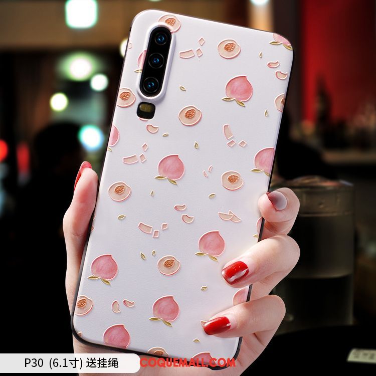 Étui Huawei P30 Net Rouge Délavé En Daim Tout Compris, Coque Huawei P30 Marque De Tendance Créatif