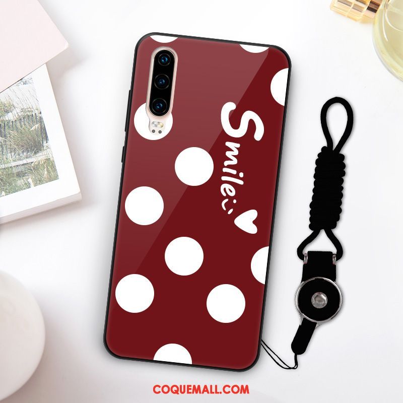 Étui Huawei P30 Net Rouge Téléphone Portable Fluide Doux, Coque Huawei P30 Verre Mode